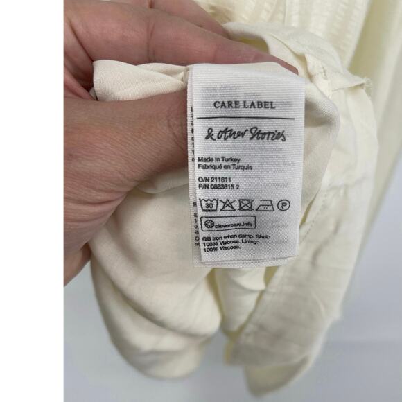 NWT‎ & Other Stories Cream Satin Mini Dress Size Large Minimalist Euro Summer - Picture 4 of 4